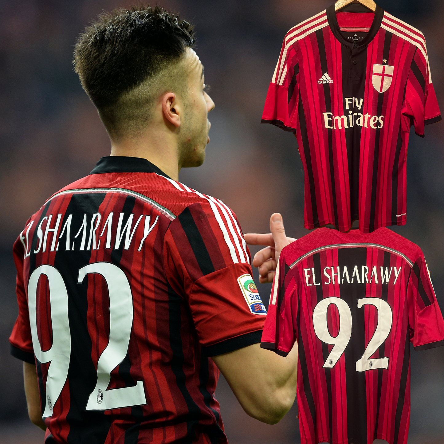 AC Milan 2014/2015 Home Football Shirt Large - Stephan El Shaarawy