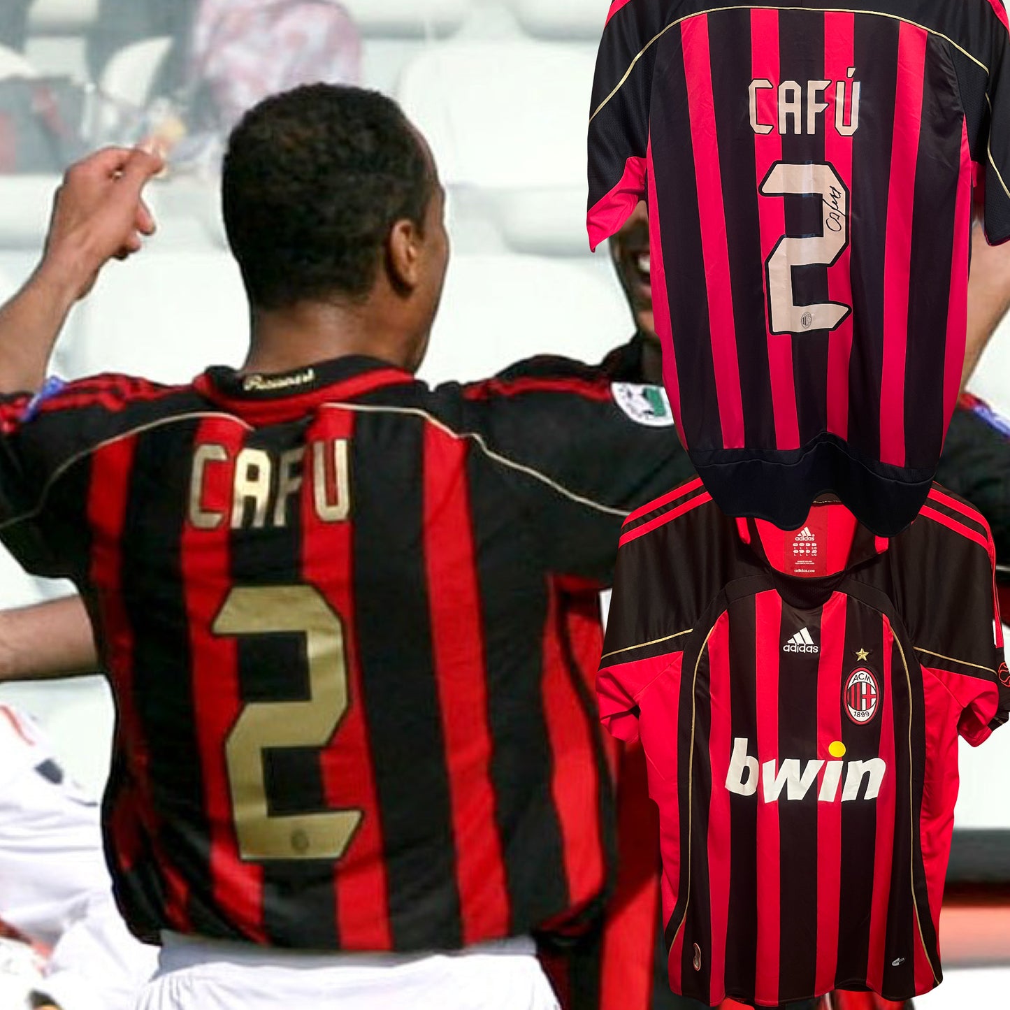 AC Milan 2006/2007 Home Football Shirt Large - Cafu - Signed