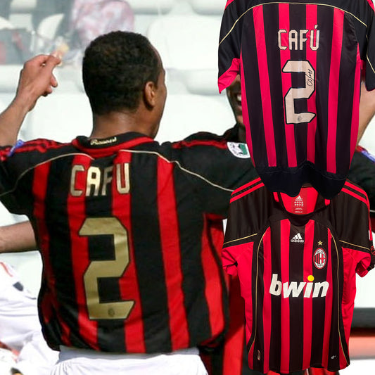 AC Milan 2006/2007 Home Football Shirt Large - Cafu - Signed