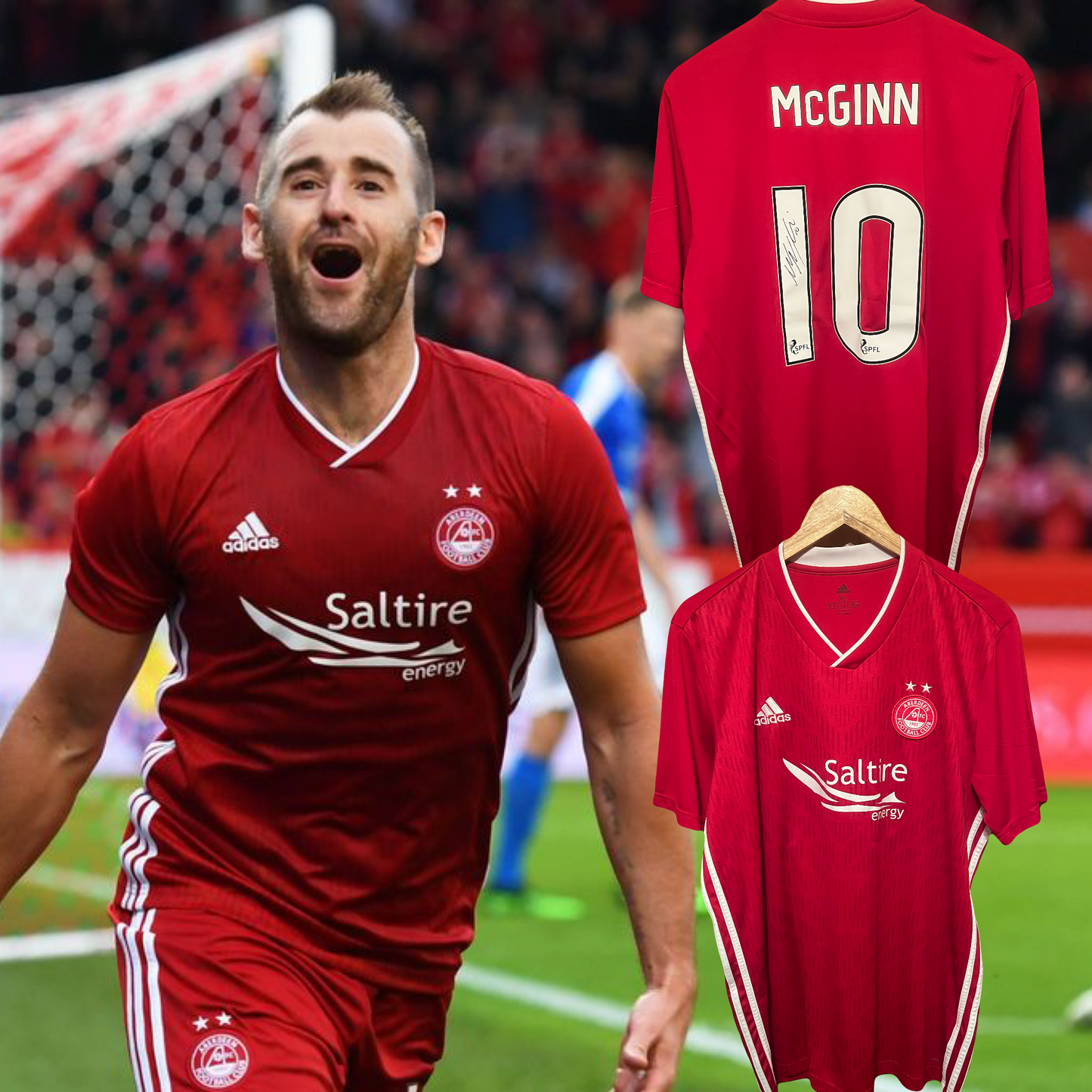 Aberdeen 2019/2020 Home Football Shirt Extra Large - Niall McGinn - Signed