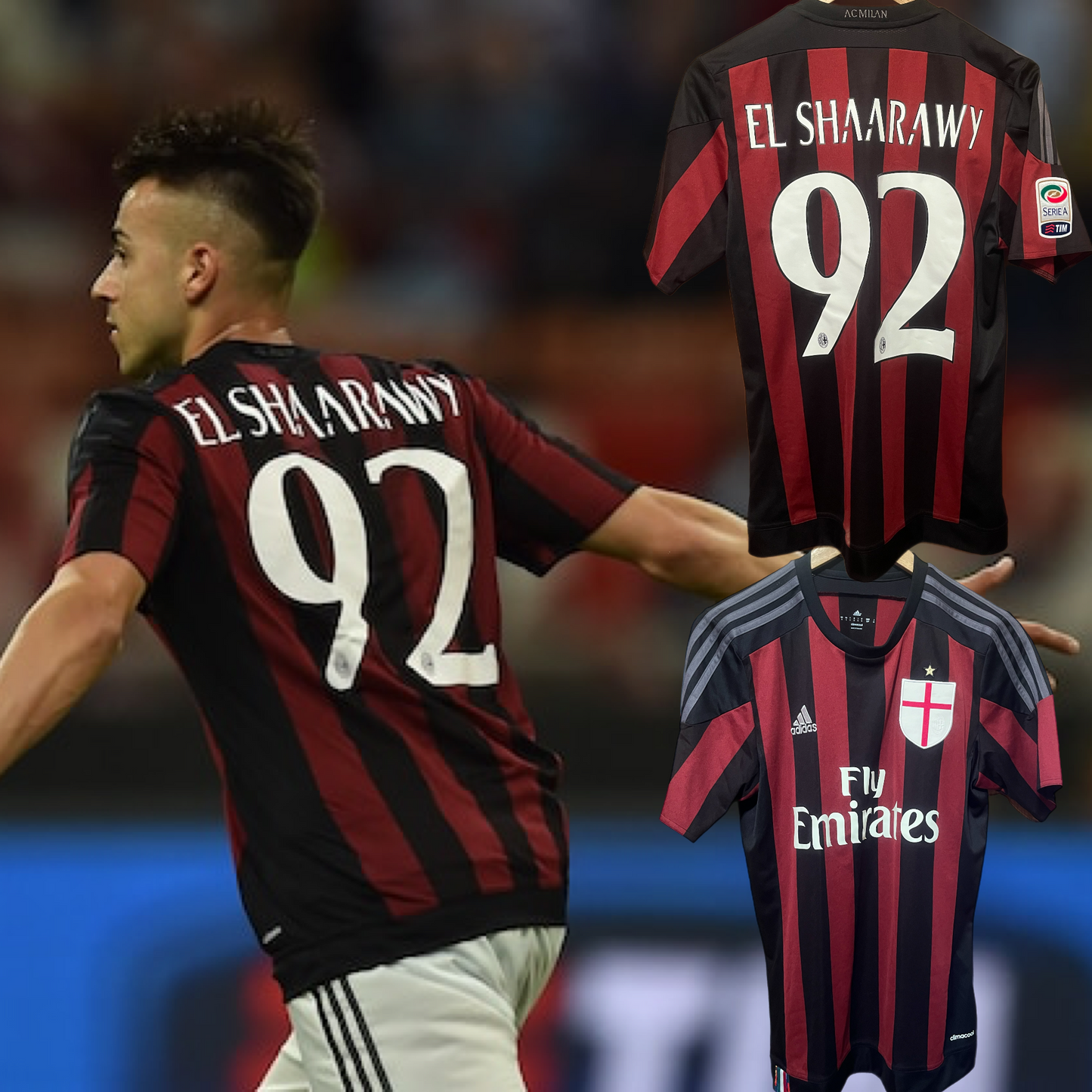 AC Milan 2015/2016 Home Football Shirt Small - Stephan El Shaarawy