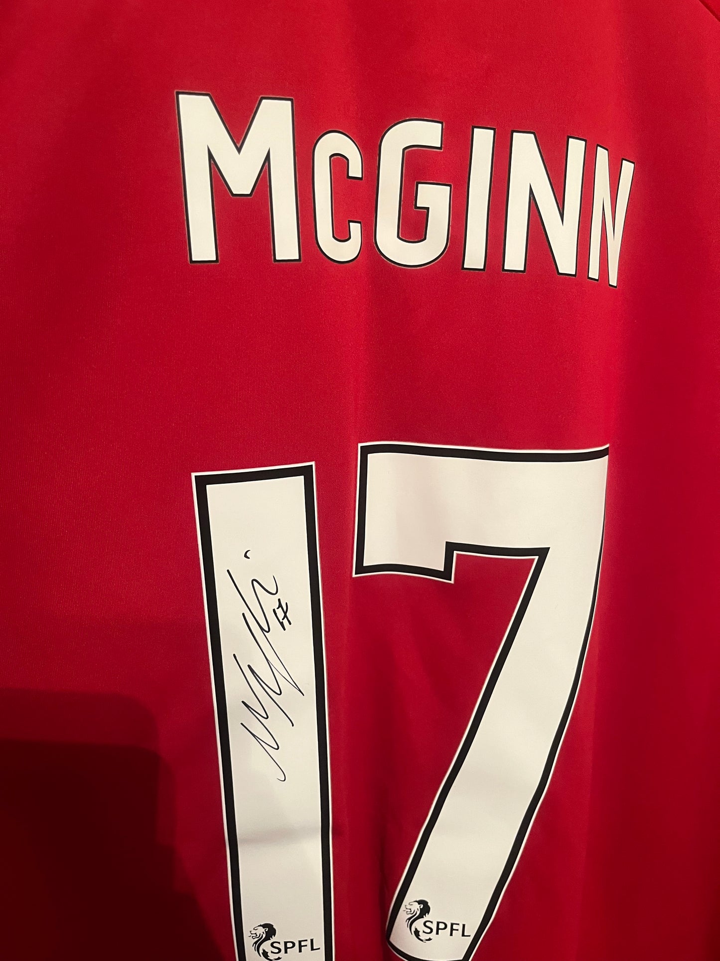 Aberdeen 2017/2018 Home Football Shirt Large - Niall McGinn - Signed