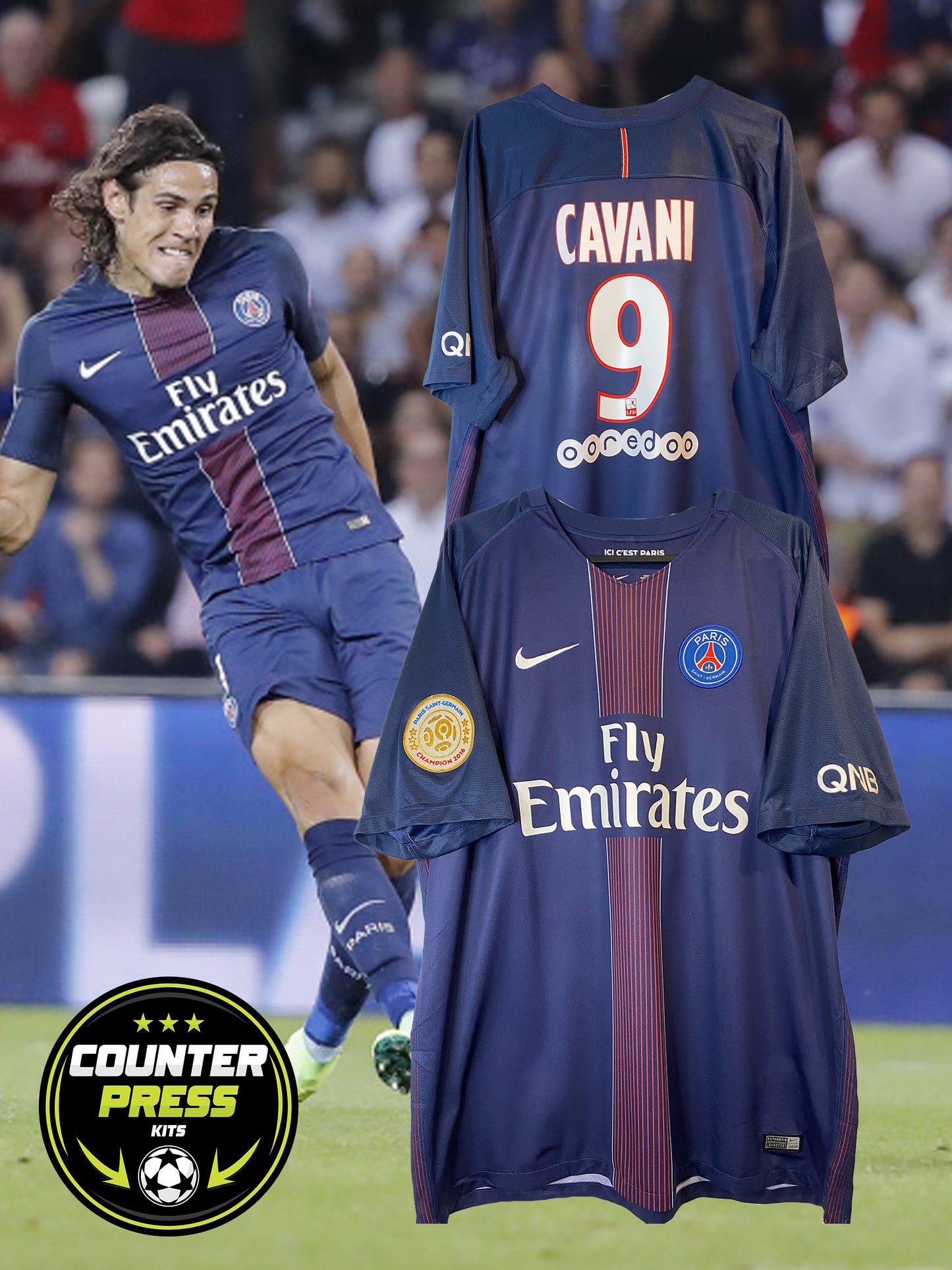 Paris Saint Germain 2016/2017 Home Football Shirt 2XL - Edinson Cavani